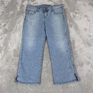 Vintage Y2K Mudd Capri Jeans Juniors 7 Blue Denim Low Rise Grunge Butterfly